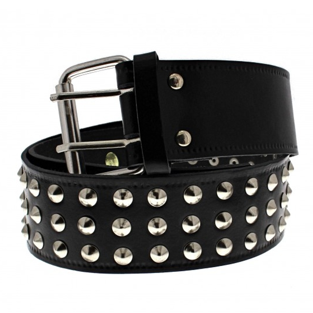 Zac's Alter Ego - 3 row cone studs Riem - Zwart